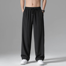 Men  s Casual Loose Fit Jogging Pants with Deep Pockets Drawstring Twill Trousers