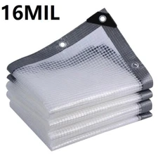Waterproof Clear Tarp Transparent Premium Poly Tarp Heavy Duty Canopy Top 16 Mil