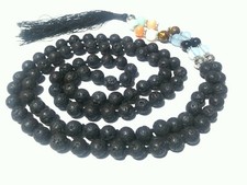 108Pcs Mala Black Lava Multi Stone Round Ball 8mm Smooth Gemstone Beads 40"Inch
