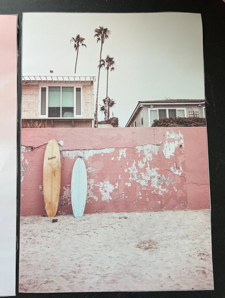 4 Piece 8x10 Canvas Prints Cool Beachy Vibes Surfing Palm Trees VW Bus New - Image 2 of 4