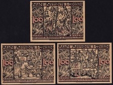 Germany Sternberg 1922 Notgeld Lot 3 Emergency Paper Money Banknote Complete Set