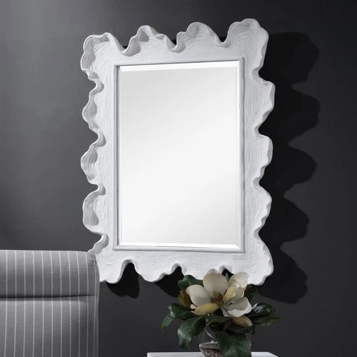 Rectangular Vanity Wall Mirror Coastal Beveled White Frame 27 1/4" Wide Bathroom - Picture 1 of 7