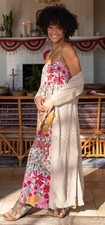 $59 NWT Natural Life PATTI pink vintage summer floral SIDE SLIT MAXI DRESS new