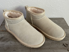 New CUSHIONAIRE Genuine Suede Water Repellent Faux Fur Lined Ankle Bootie 6.5M