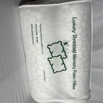 SUPA MODERN Shredded Memory Foam Bed Pillows for Sleeping, Queen, 2 pack, Bamboo