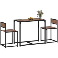 HOMCOM 3 Piece Dining Table Set with Metal Frame Natural