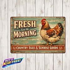 Farm Fresh Eggs Chicken Funny Rustic Metal Sign Aluminum 8x12 Plaque
