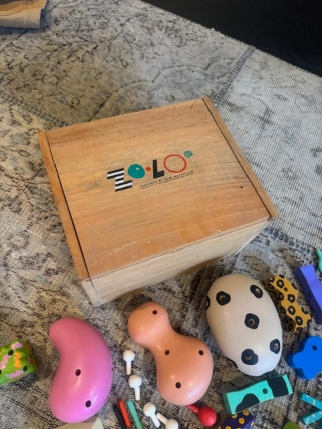 Vintage 1987 Zolo Hand-Painted Wooden Toy Set with Box Higashi
