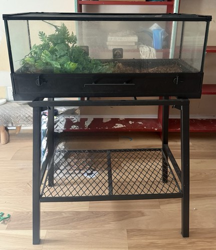 Glass Terrarium Tank with Metal Stand and accesorries