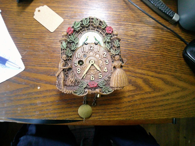 ANIMATED LOVE BIRDS PENDULETTE CLOCK (GEORGE & MARTHA WASHINGTON) No.250 30