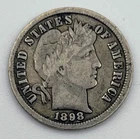 1898 Barber Dime 10C Philadelphia Still some Liberty Visible VG Very Good Silver