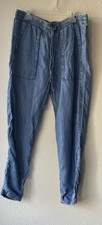 GAP Womens Medium Denim Jogger Pants Elastic Waist Drawstring Pockets Blue