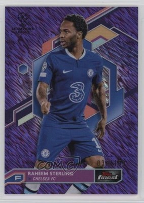 2022 Finest UEFA Club Competitions Purple Shimmer Refractor Raheem Sterling 4g8