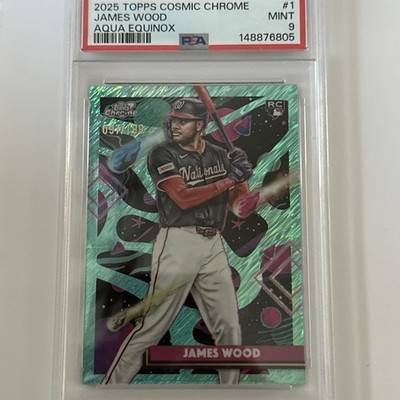 2025 Topps Cosmic Chrome - James Wood #1 Aqua Equinox Refractor /199 (RC)