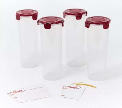 LocknLock Set of 4 Tall Round Canisters,Food & Craft Storage K96540 Cinnamon
