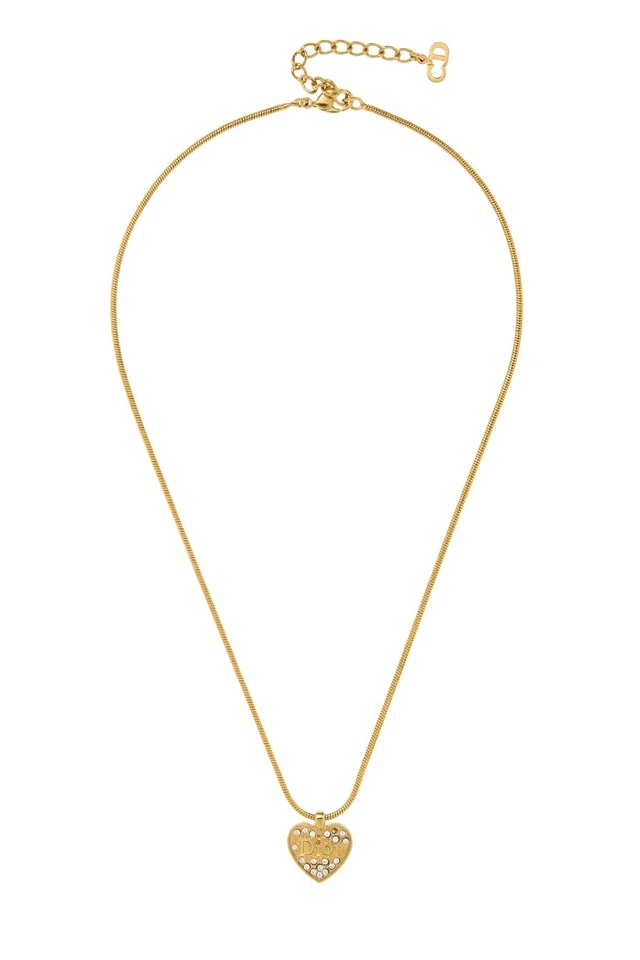 Gold Crystal Logo Heart Necklace