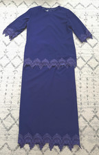 Royal Purple 2 Pc Mother of the Bride Dress Set Lace Jacket Skirt Suit Size 14