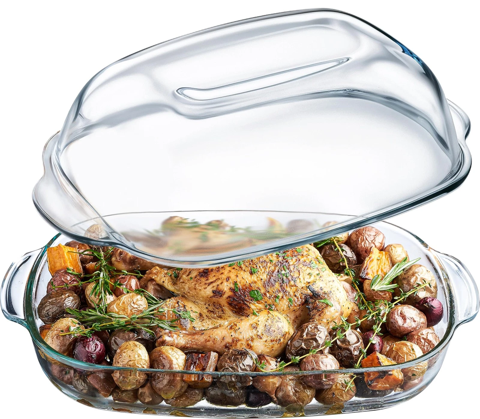 Simax Casserole Dish For Oven, 8 Quart Glass Baking Dish With High Lid Set,