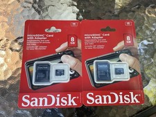 SANDISK MICRO SDHC CARD WITH ADAPTER 8 GB HD VIDEO NEW IN PACKAGE Set Of 2