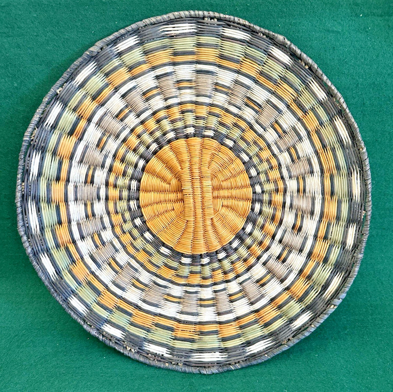 EVA HOYUNGOWA 12¼” Hopi Wicker Plaque Basket, Hotevilla , 3rd Mesa, Arizona