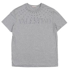 Valentino Rockstud Logo T-shirt Gray L - DUTY FREE