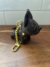 Brown Pattern Dog Keychain Gold Studded Collar Bag Charm Cute Unbranded