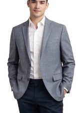 Michael Kors Wool Plaid Blazer Gray Blue Plaid Men's Size 42R