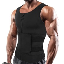 SHAPERIN Men's Neoprene Sauna Vest Waist Trainer Zipper Body Shaper Tank Top