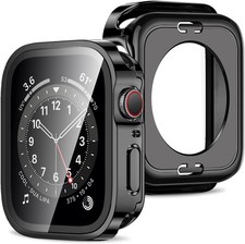 2-Pack Hard PC Case for Apple Watch Series 9 8 7 45mm with Screen Protector, Bla