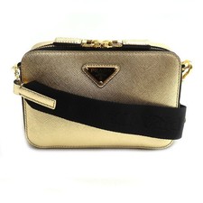 Prada Brick Saffiano Leather Shoulder Bag Women Gold One Size
