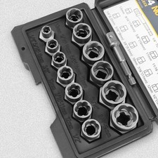 14pcs Damaged Impact Screw Removal Bolt Nut Extractor Twist Socket Tool Kit Set