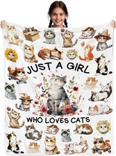 Cat Gifts for Women, Cat Blanket for Women, Cats Lover Blanket for Girls, Just A