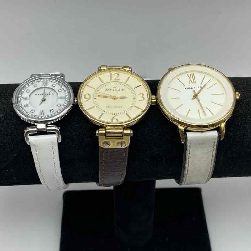 Anne Klein Womens Analog Watch Lot of 3 Mixed Styles Leather Bands 37mm