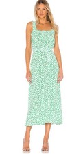 Faithfull the Brand Saint Tropez Midi Dress Green White Women's Size 10