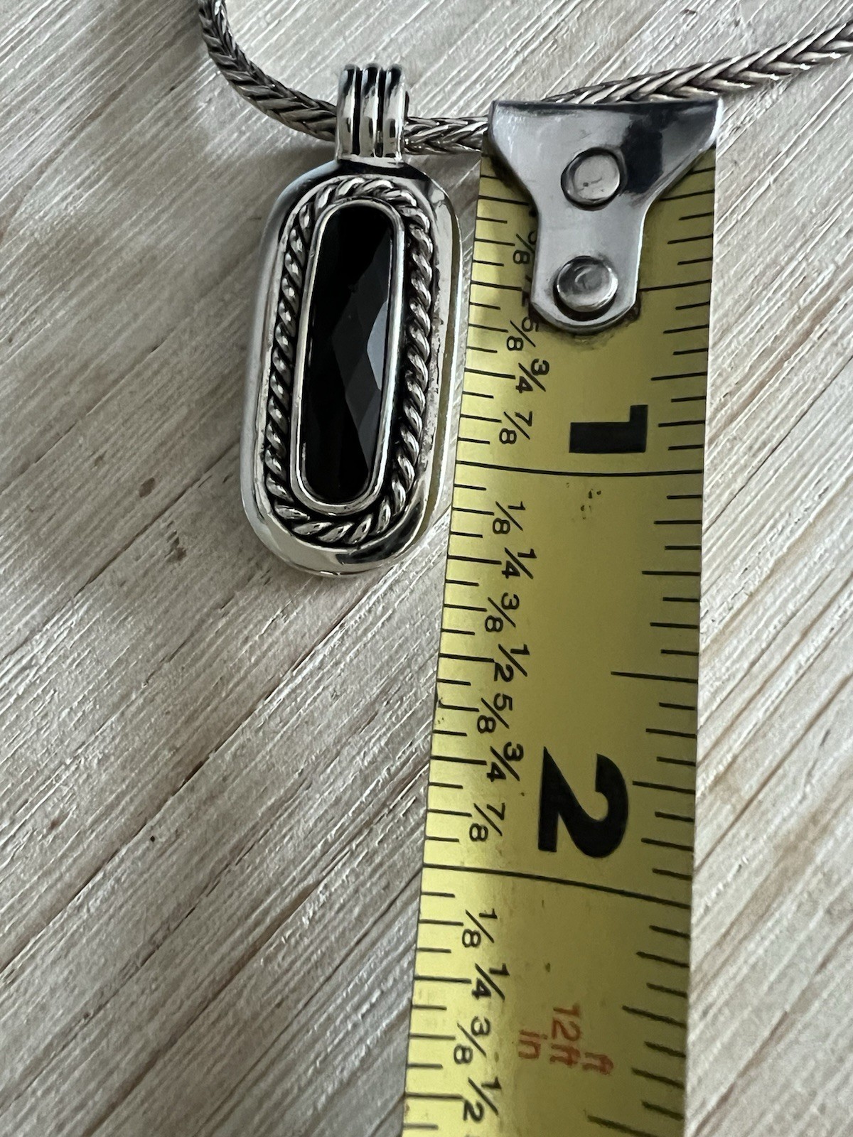 Silvertone Black Rectangular Pendant Necklace - image 8