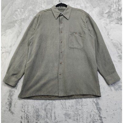 Vintage Methode Shirt Men's Size L Green Sueded Microfiber Long Sleeve Button Up