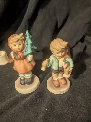Goebel Hummel Christmas Boy & Girl Figurines Set of 2 Porcelain Hand Painted