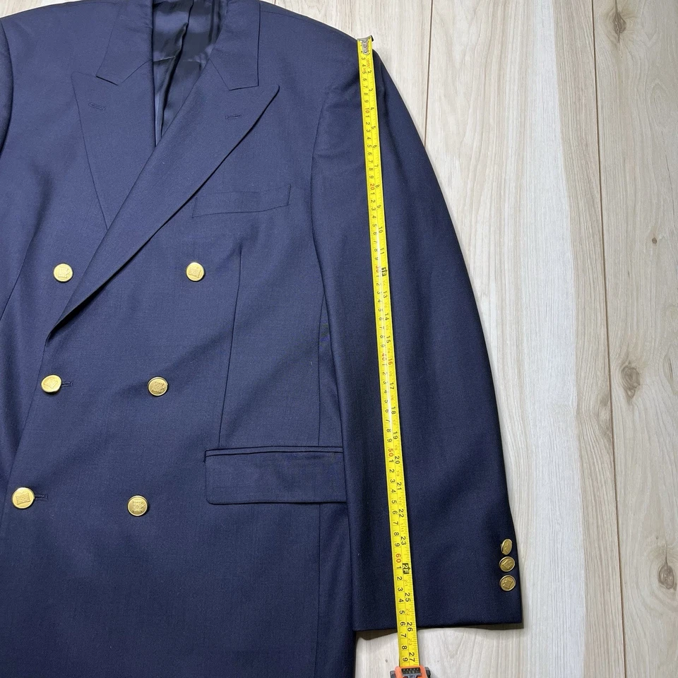 Brooks Brothers Brooksease Double Breasted Gold Button Blazer Mens 41L Navy Wool - Image 4 of 4