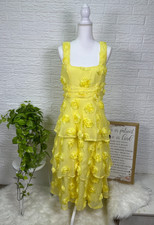 Medium Lulus Exceptional Entrance Yellow tiered rosette dress