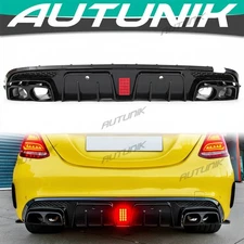 for Mercedes-Benz W205 C300 C43 C450 AMG B-Style Diffuser Exhaust Tips 2015-2021