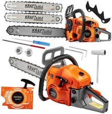 Benzin Kettensäge 5,9PS Motorsäge 2x Schiene 2x Kette Set KD10613 NEU 16" 18"