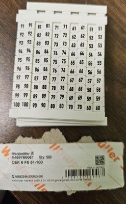 WEIDMULLER DEK 5 FS 51 -100  Terminal Wire Marker Strips Pkg.  of 450 0473560051