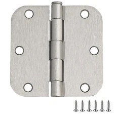 Interior Door Hinges, 3.5 in. x 3.5 in., Rounded, 5/8-in. Radius, Steel, Pre-...