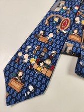 Vintage Peanuts Snoopy and Woodstock Banking Silk Tie Collectable Made In USA
