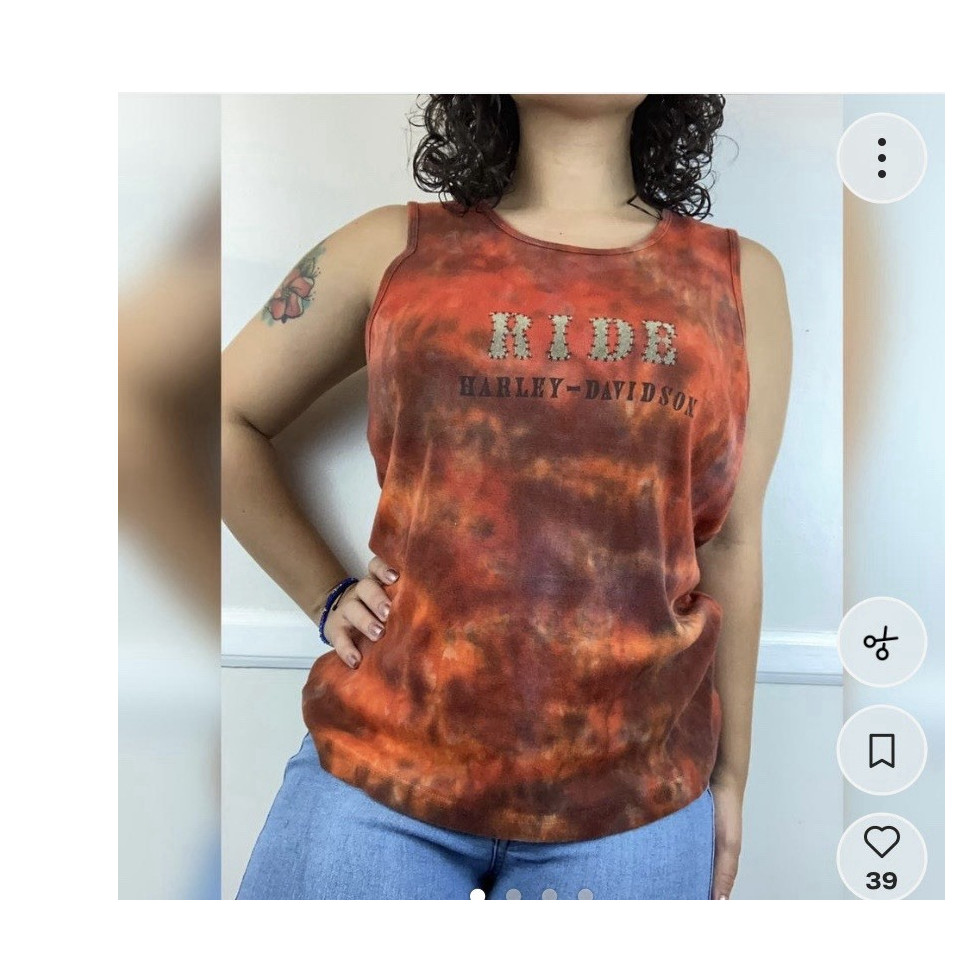 Harley-Davidson Tie-Dye Sleeveless Tank Top Crew Neck Women's Size L Multicolor