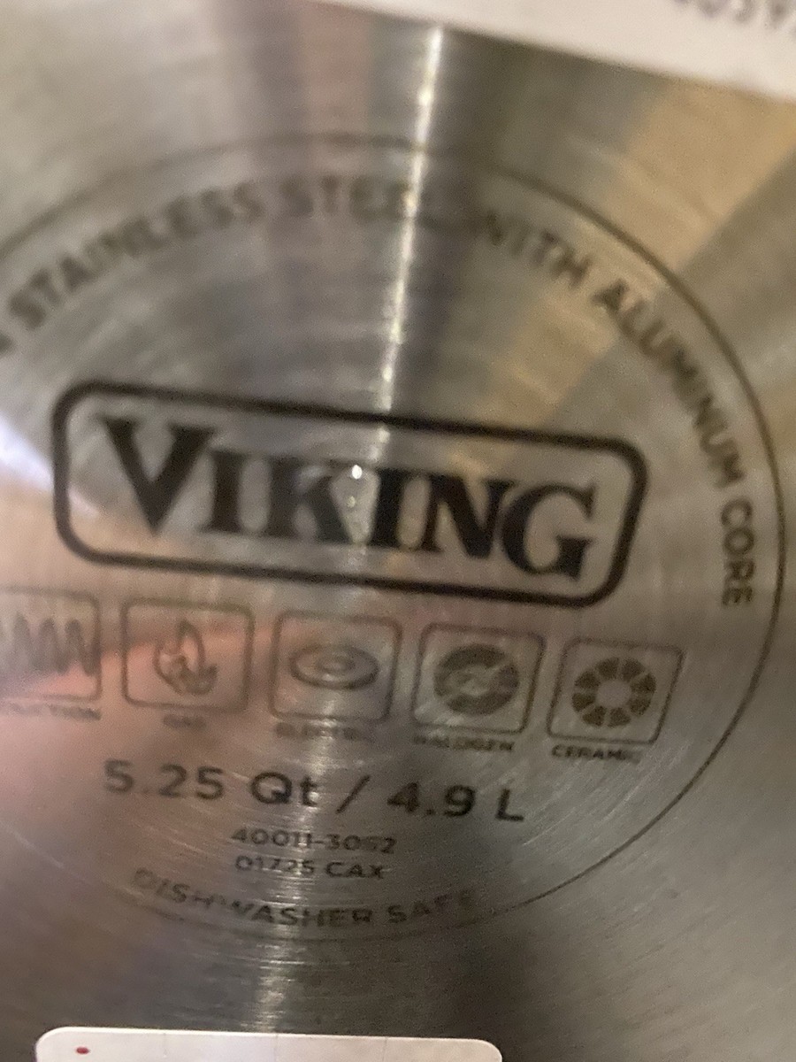 Viking 3 Ply Stainless Steel Saute Pan With Glass Lid 5.25