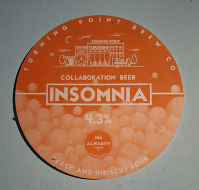 WENDEPUNKT Brauerei INSOMNIA Craft Beer Pumpfass Schrift Ale Abzeichen Yorkshire