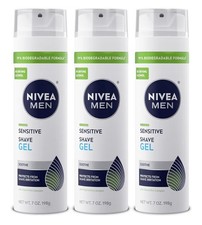 NIVEA FOR MEN Sensitive, Shaving Gel 7 oz ( 200ml) Pack Of 3