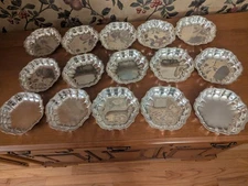 15-VINTAGE CHIPPENDALE SILVERPLATE SMALL BON BON BOWLS 5-3/4" INT'L SILVER 