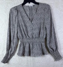 Sienna Sky XS Fluttery Blouse Black And White Spots